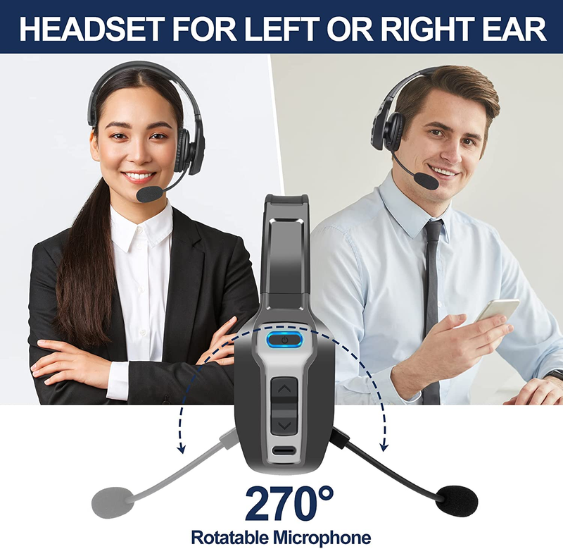 Trucker Bluetooth Headset, V5.2 Wireless Headset with Upgraded Microphone AI Noi