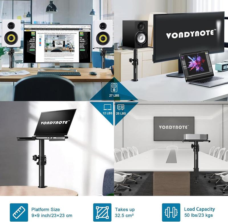 Desktop Clamp 2 Set Speaker Stand Short Studio Monitor Height Adjustable Musical
