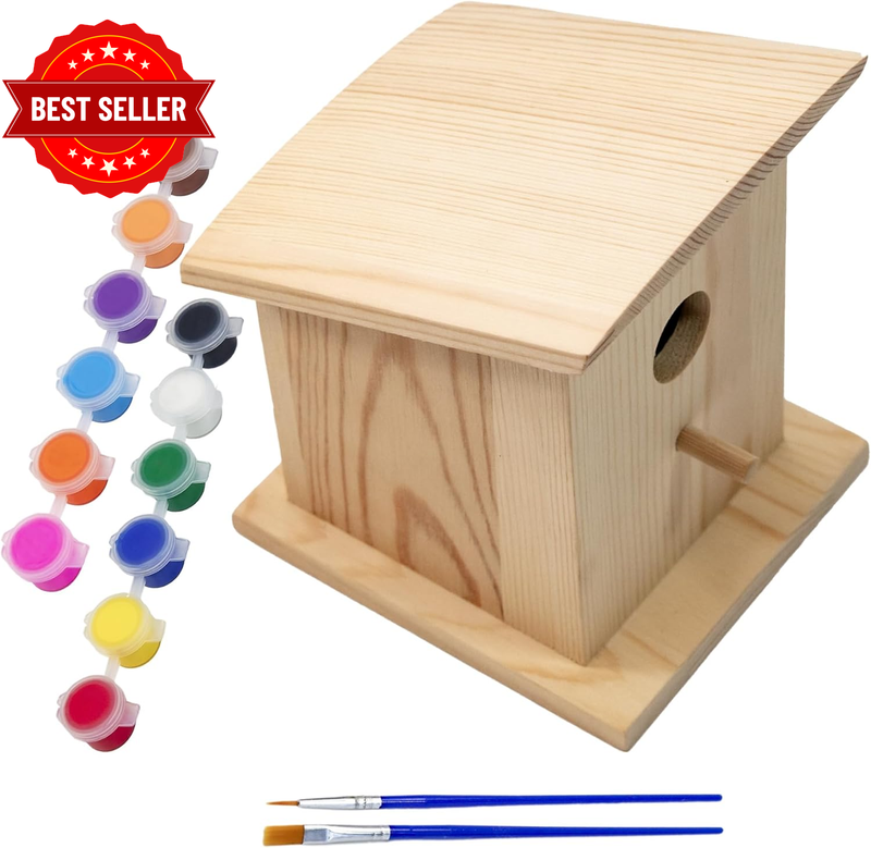 DIY Wooden Bird House,Wild Bird Feeder, Hanging Birdhouse Attract Birds & Beauti