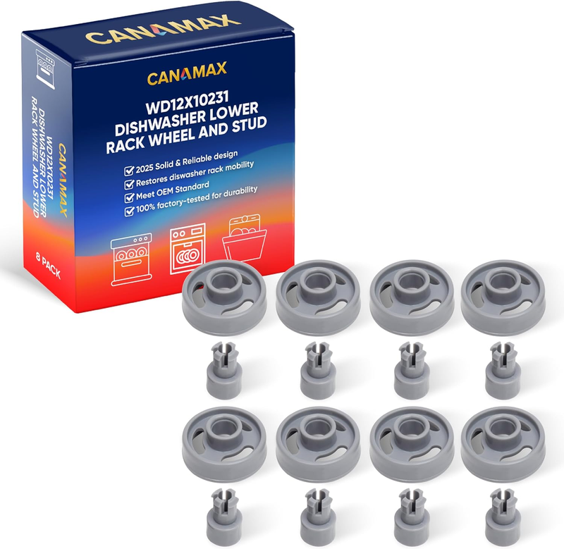 WD12X10231 Dishwasher Lower Rack Wheel and Stud - Compatible w...