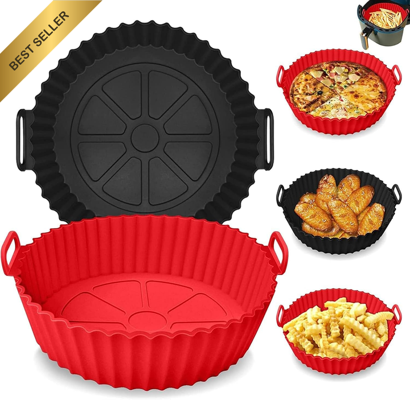 Silicone Air Fryer Liners, 2 Pcs Reusable Air Fryer Baking Tray, Air Fryer Silic
