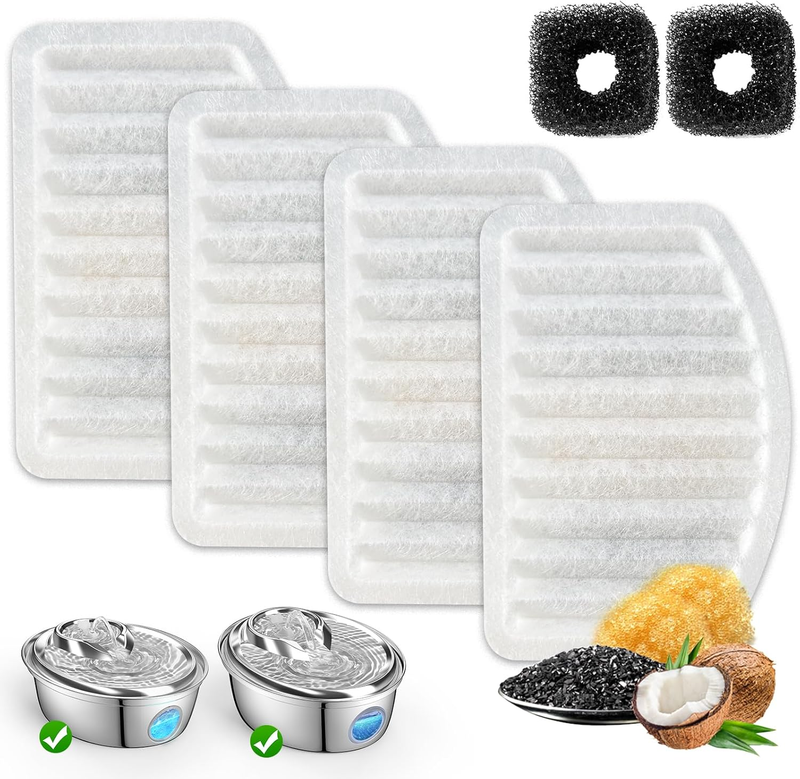 Cat Water Fountain Filters D36 D66 Replacement 4 Pack + Pump Sponges ORSDA