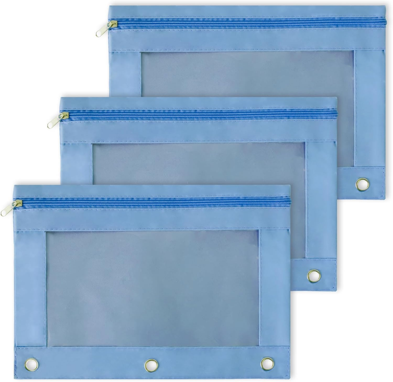 Pouches For 3 Ring, Binder Pencil Pouches With Clear Window Zipper