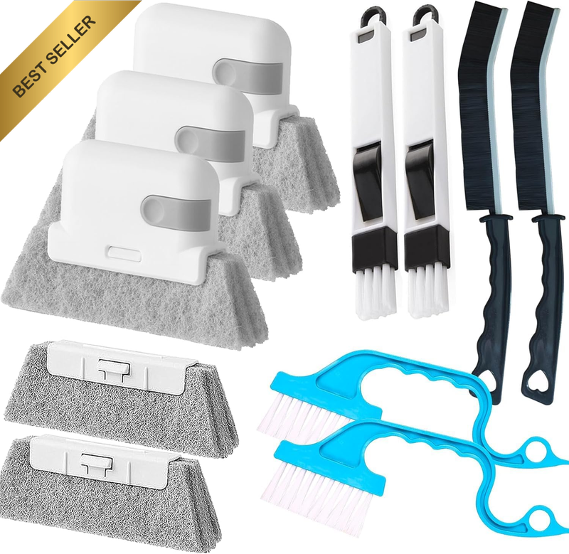 11Pcs Window Track Groove Cleaning Brush Tool Set | Multi-Purpose Crevice Cleane