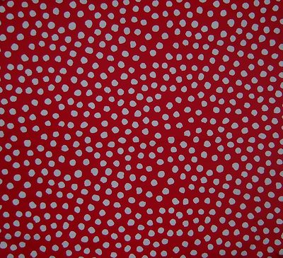 FABRIC YARDAGE SEWING CRANSTON NICE COTTON TRUE RED W WHITE IRREGULAR DOTS 3YD