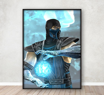 Mortal Kombat Sub Zero Wall Art Print Bedroom Gaming Poster Gift A4 Framed