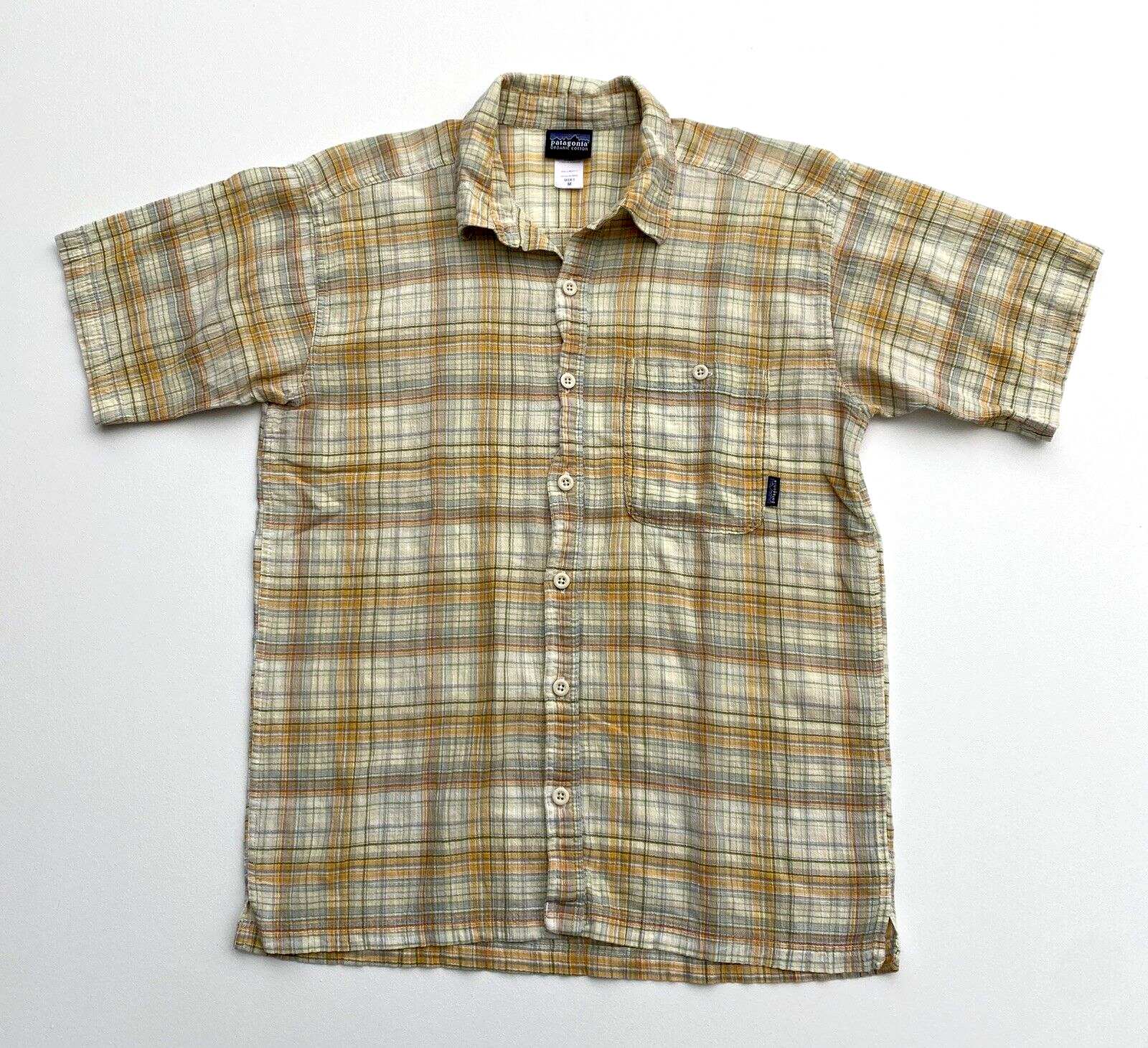 03年製 Patagonia Plaid Short Sleeve Shirt PATAGONIA Men's Organic Cotton Red/blue Plaid Short Sleeve