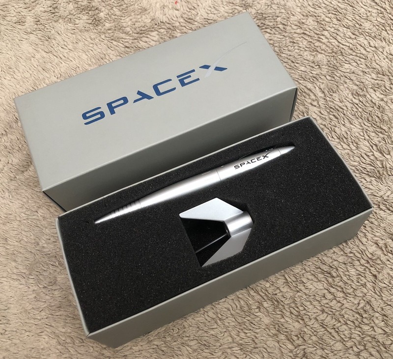 SpaceX Rocket Pen Metallic SpaceX Logo With Stand. Collectible.