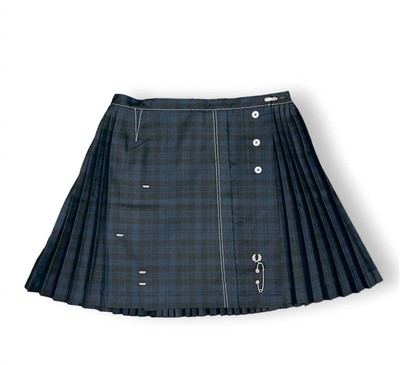 Pre-owned Fred Perry Women's Tonal Tartan Tennis Skirt In Black/navy - Size Uk-10 / Us-6