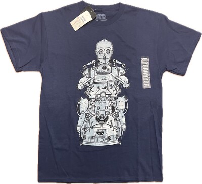 NEW Star Wars Think Geek Droid Tower T Shirt Sz Medium Navy Blue R2D2 C-3PO 2019