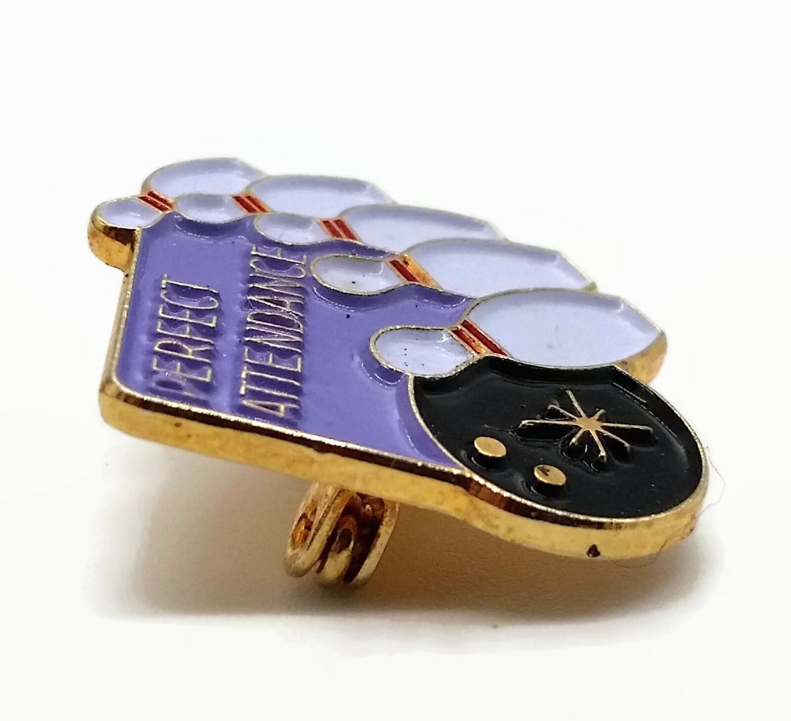 Bowling Pin Perfect Attendance Sport Gold Tone Brooch Pin