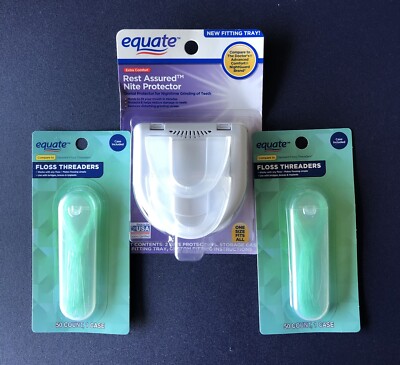 Equate Extra Comfort Rest Assured Dental Nite Mouth Guard W/Floss Threaders