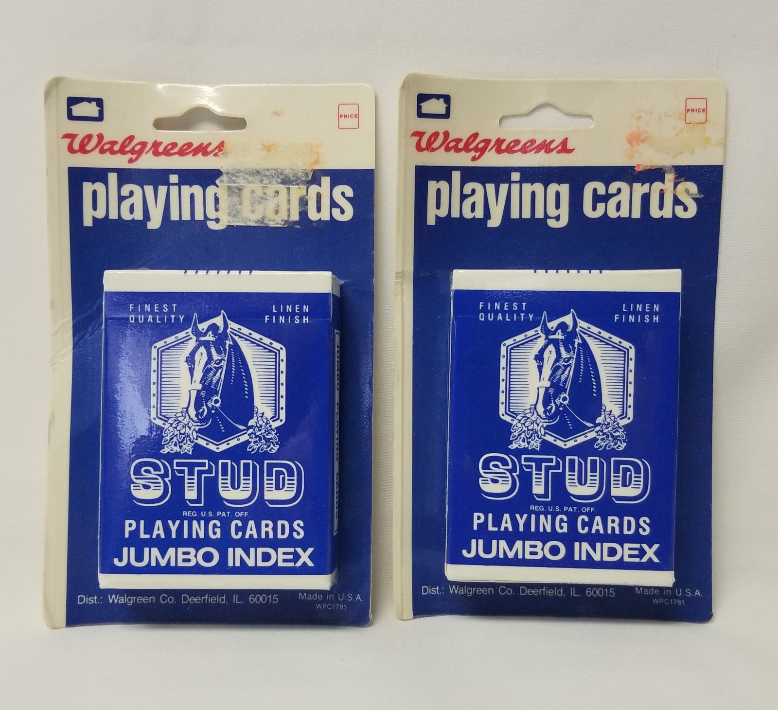 Vintage Blue STUD PLAYING CARDS JUMBO INDEX 2 DECKS New in Box Sealed