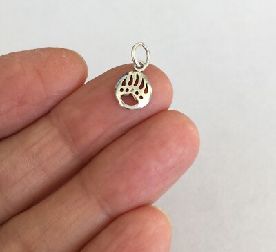 Very small solid Sterling Silver Bear paw print mini tiny charm.