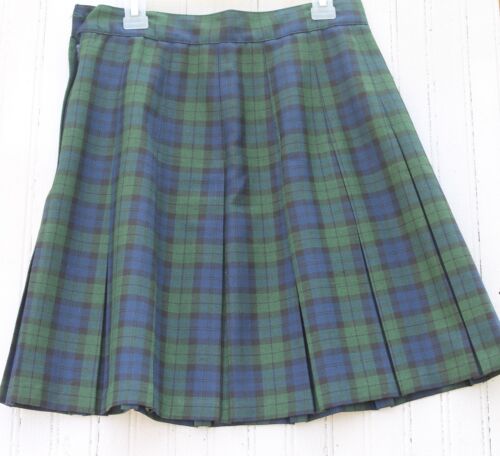 School Uniform Skirt Navy Green Pleated Plaid Girl’s Size 9   FREE SHIPPING!