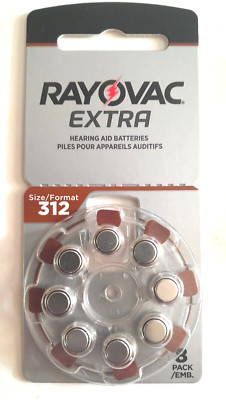 5 Unopened Rayovac Extra 312 Hearing Aid Battery Packs  (8 batteries/pk)