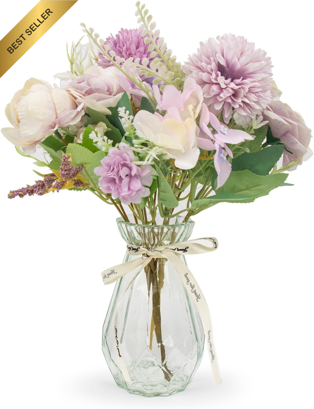 2 Bundles Artificial Flowers Set Roses Camellia Peony Chrysanthemum Combo Faux F