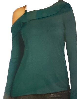Thalia Sodi XXL NWT Women's Ruffled One-Shoulder Top Green Chain Strap Blouse  