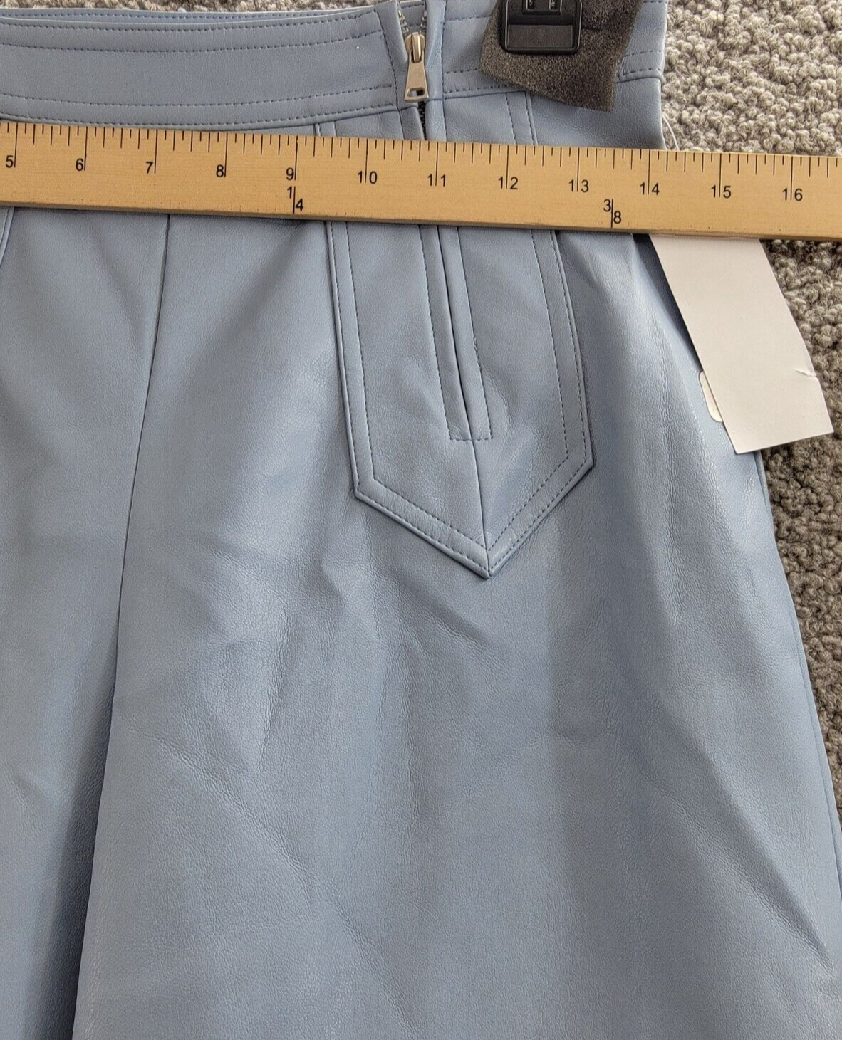 Avec Les Filles Double Front-Zip Wide-Leg Faux-Leather Pants Womens 4 Slate Blue - Picture 5 of 17