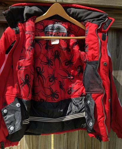 Youth Spyder Ski Jacket Zip Out Sleeves For Vest With Hoodie Snowboard Lined 12