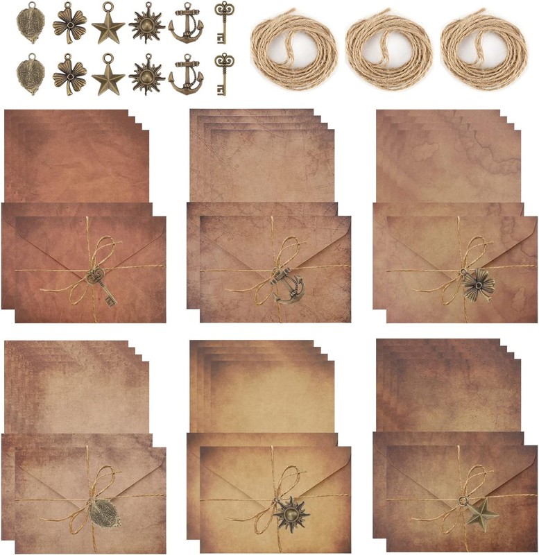 60 Pieces Letter Paper Envelopes Set Vintage Writing Paper with Envelope 24 Lett