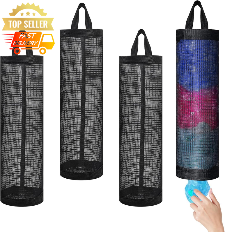 4 Pcs Grocery Bag Holder, Plastic Mesh Dispenser Organizer for Kitchen & Home