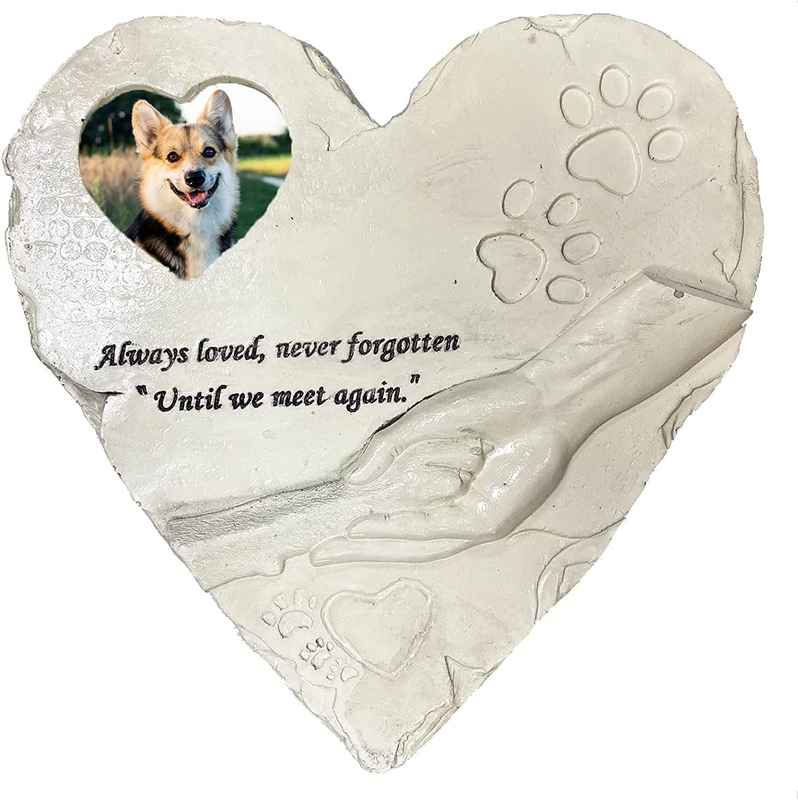 Heart Shaped Pet Memorial Stone Grave Marker for Dog or Cat Pet Dog Garden
