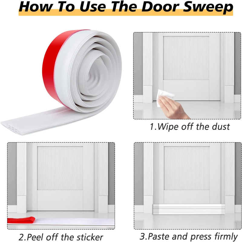 Weather Stripping Door Draft Stopper Set, 39ft D-Type Door Seal Strip, 3.3ft Doo