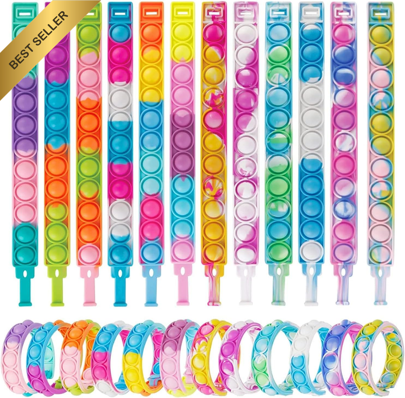 Pop Fidget Toys Its Party Favors Kids Toys for Girls, 24 PCS Pop Bracelet It Fid