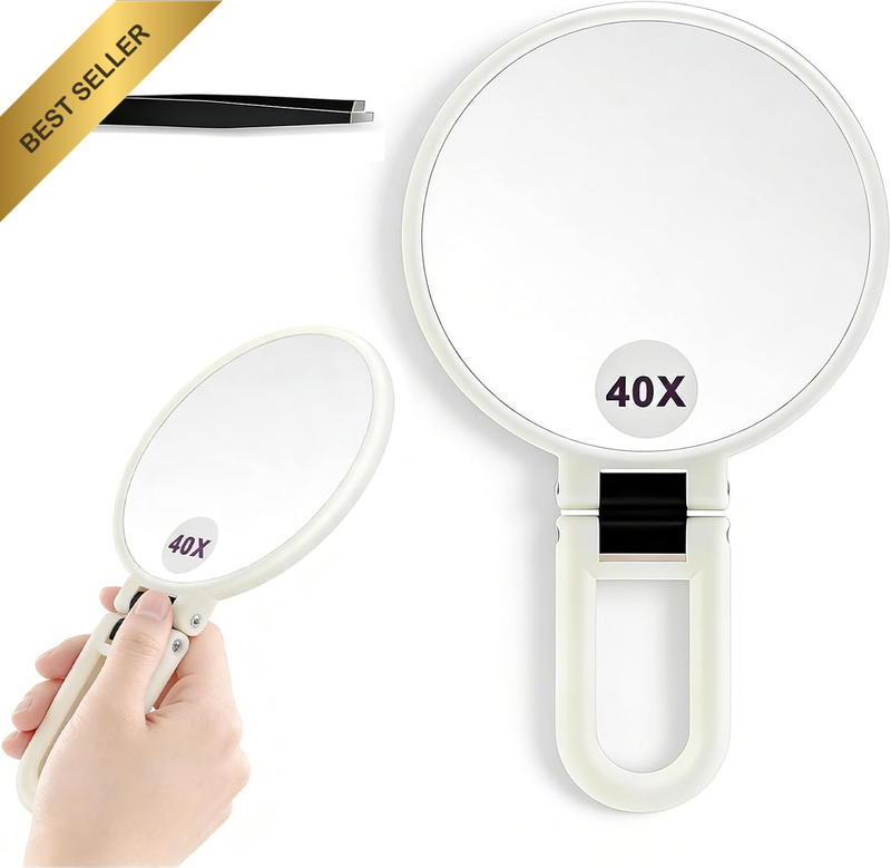 40X Magnifying Makeup Mirror, Double-Sided with 1X/40X Magnification, Foldable &
