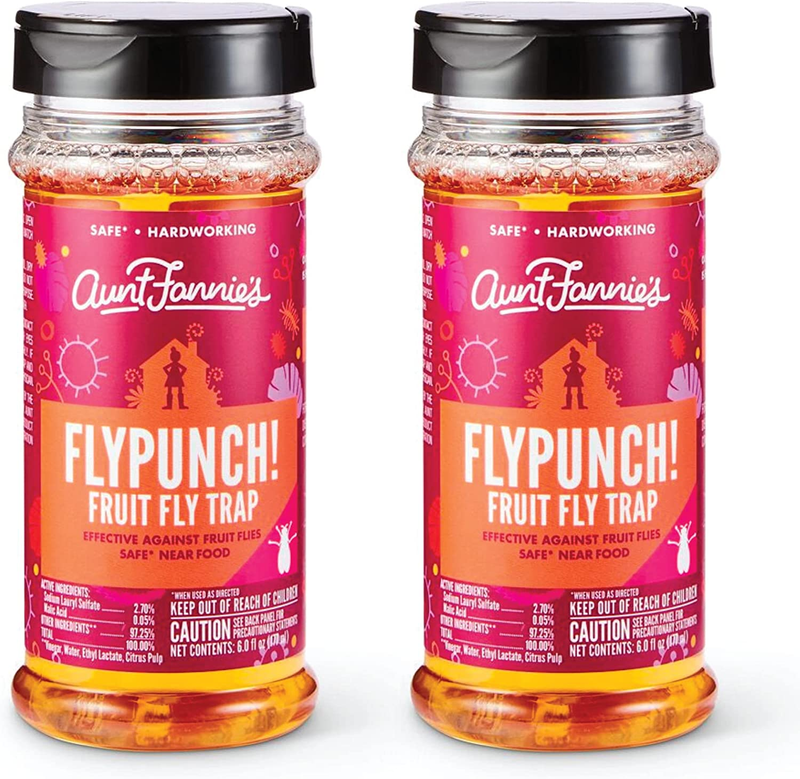 Aunt Fannie's Flypunch Fruit Fly Trap (2 Pack) Indoor, Kitchen Use, Plant-Based