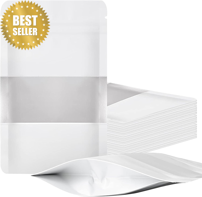 Kraft Bags with Window 50PCS, Stand up Paper Packaging Pouches