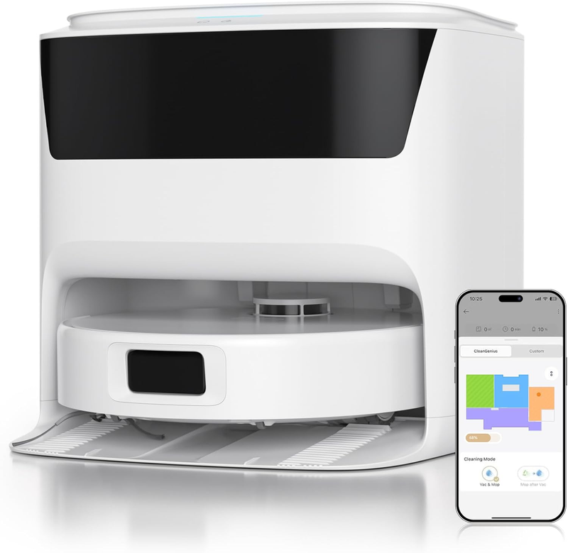 Robot Vacuum and Mop Combo, Auto Mop Washing & Drying, Auto-Mixed Cleaning Solution, Dual Spinning Mops,Auto-Lift for Carpet,Anti-Tangle Rollers, Smart Mapping, Ideal for Pet Hair, Rugs & Hard Floors