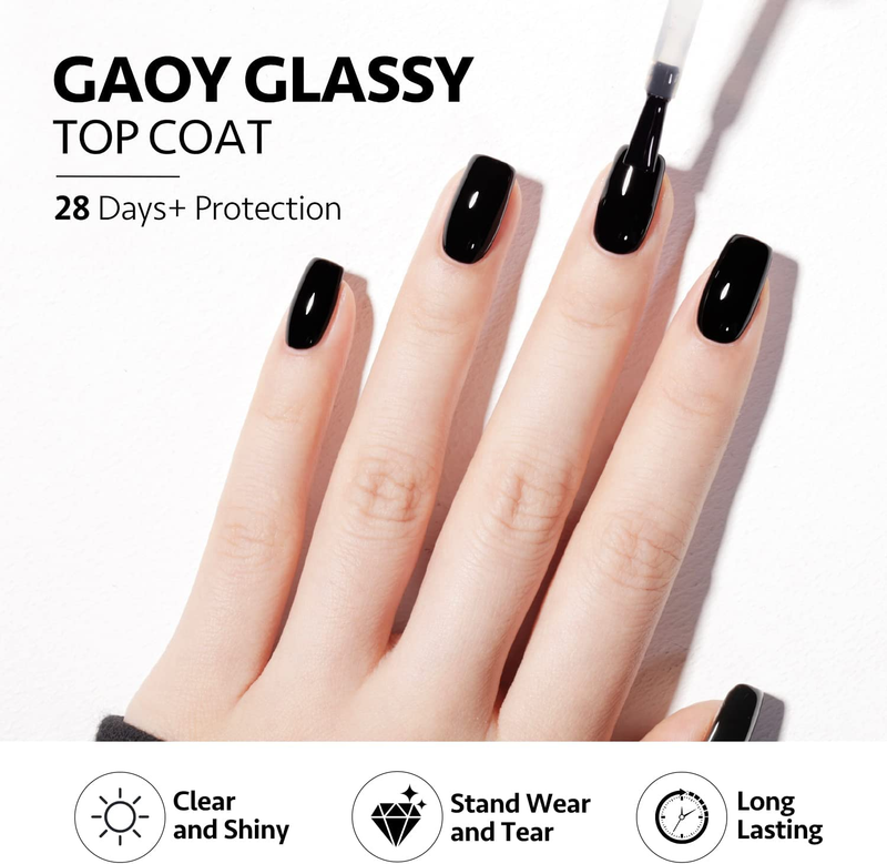 16ml 2 Pcs Glassy Gel Top Coat and Base Coat Set,No Wipe Foundation Combination