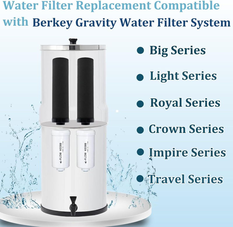 Water Filter Replacement for Berkey, Gravity Water Filtration System Refill for