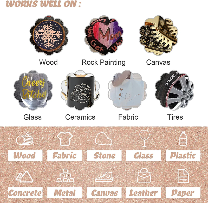 Acrylic Paint Pens Gold,Silver,Rose Gold,Paint Markers for Rocks Painting, Wood,