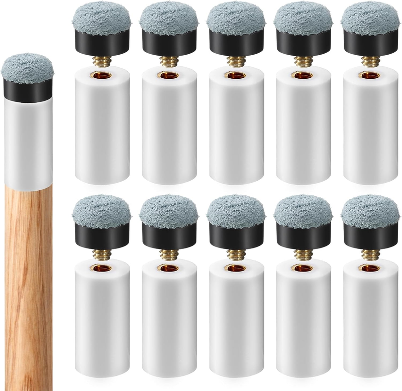 Elevatetech 10 Sets Billiard Cues Tips Replacement Kit with White Pool Cue Stick