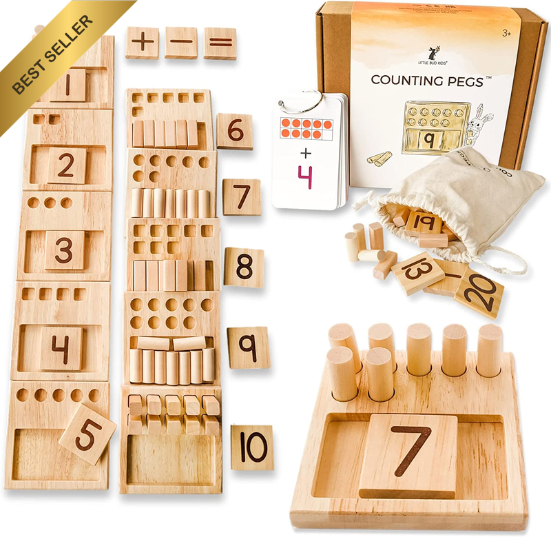 Counting Pegs Ten Frame Maths Game Montessori Wooden Toy Number Boards