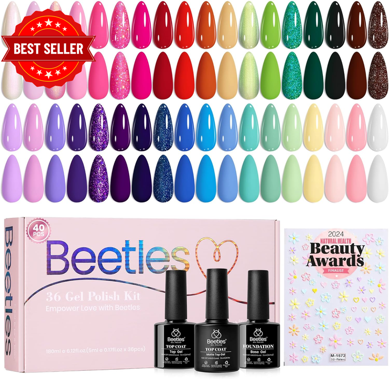 Beetles 36 Colours Gel Nail Polish Set with Base and Top Coat