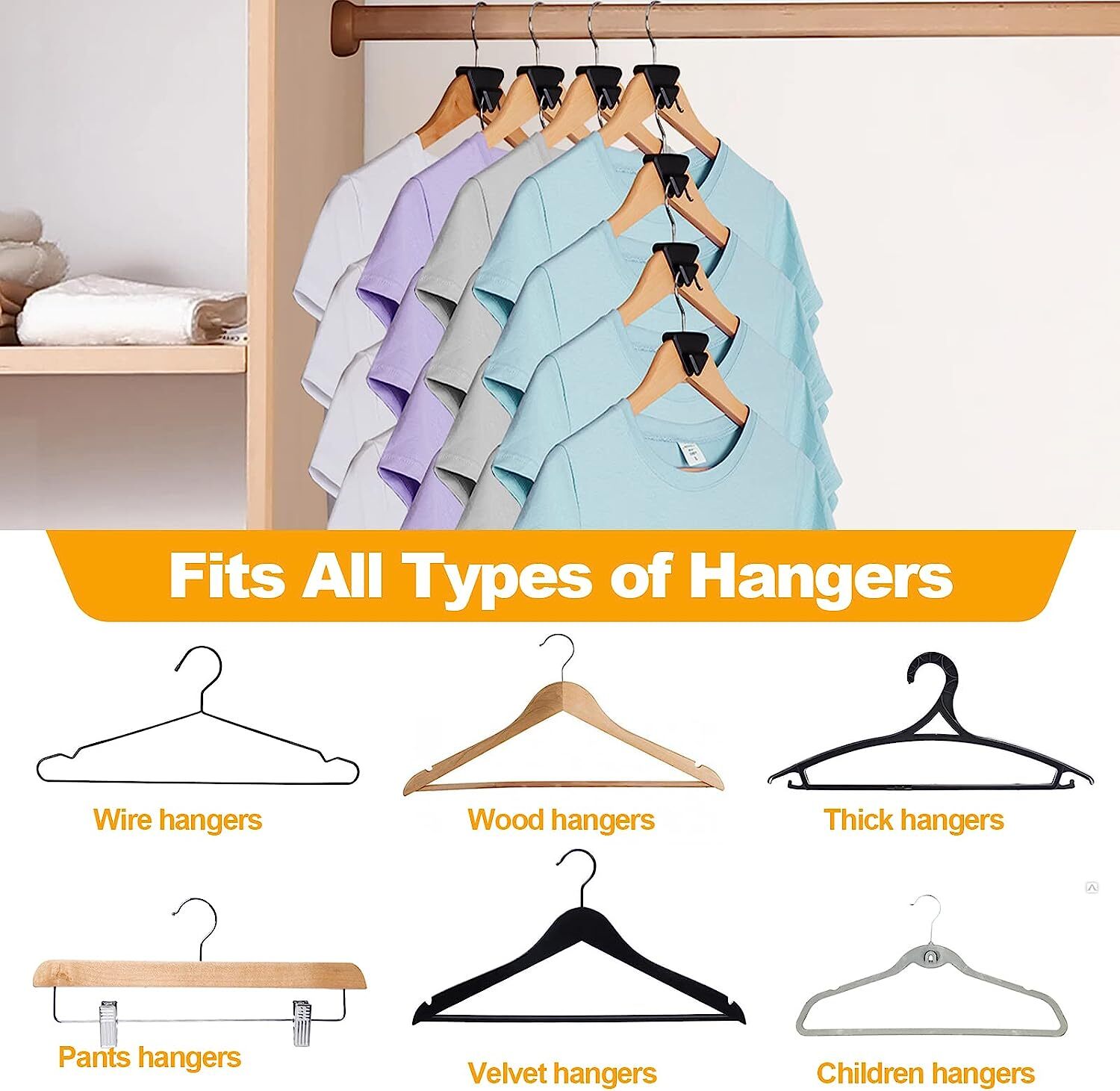 100pcs Clothes Hangers Space Saving Closet Organizers Heavy Duty Hanger Extender