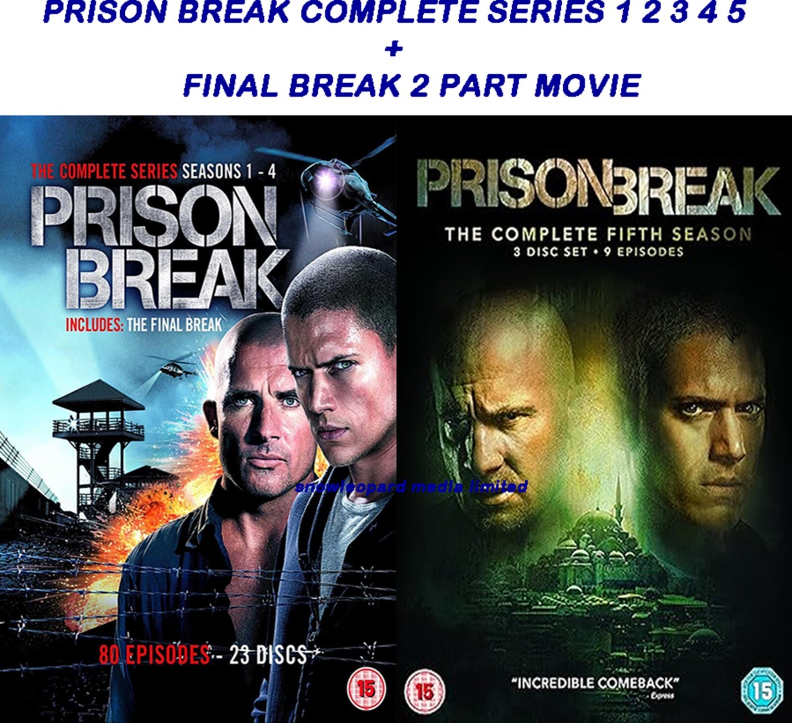 PRISON BREAK COMPLETE SERIES 1 2 3 4 5 + FINAL BREAK 2 PART