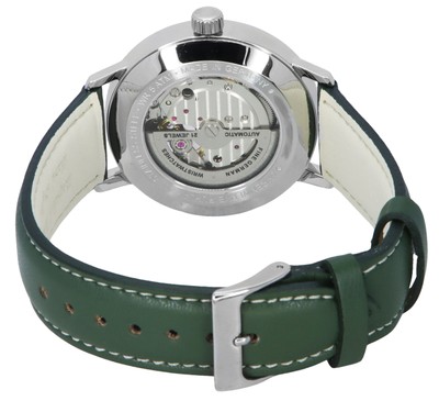 Pre-owned Zeppelin Lz129 Hindenburg Green Leather Strap Open Heart Dial Z80661n Mens Watch