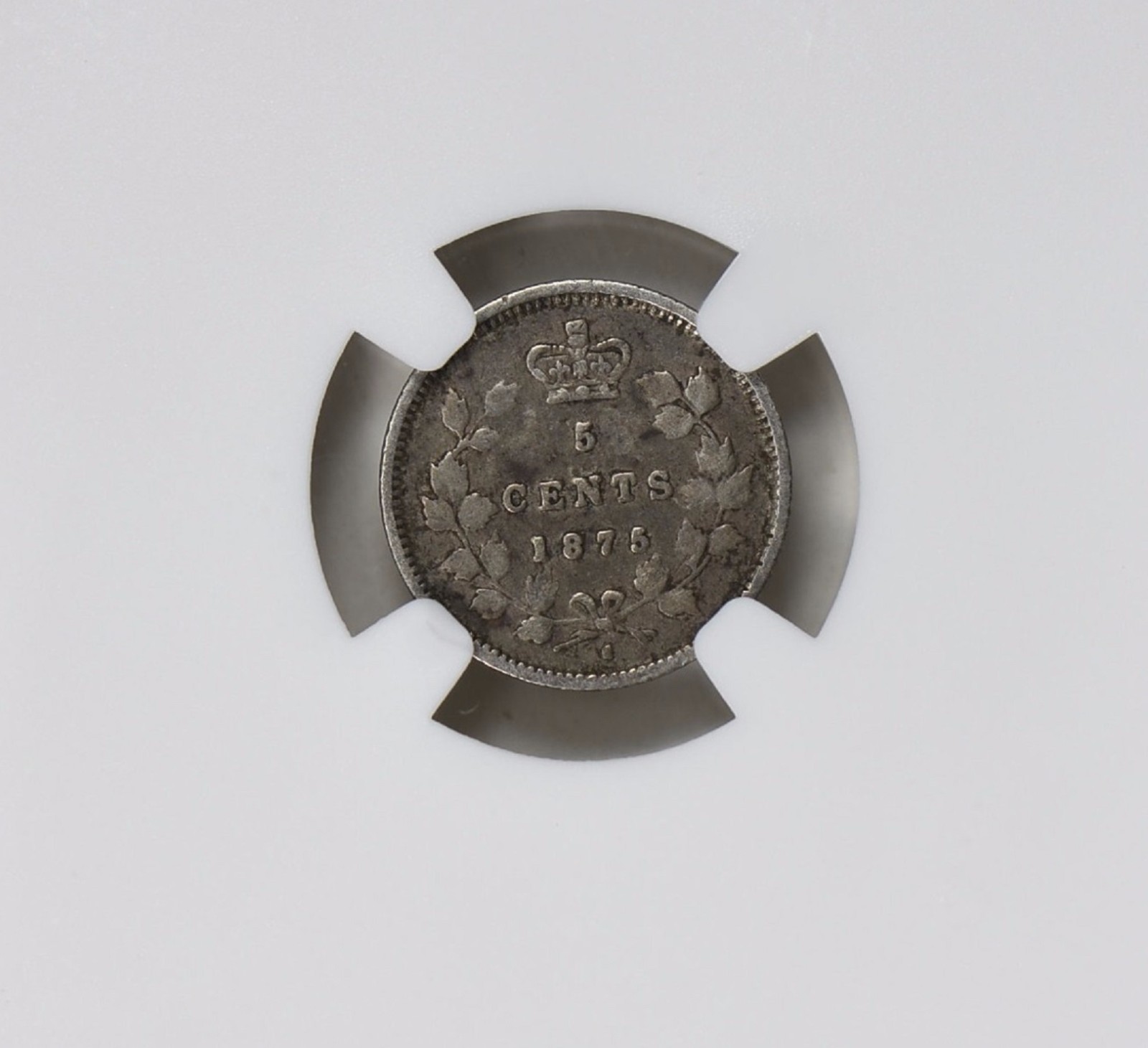 1875 H Canada Silver 5 Cents Small Date NGC F-12