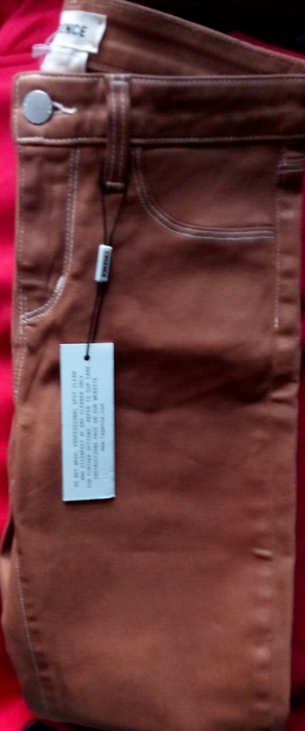 Pre-owned L'agence Women's Us Size 24 Margot Coated Skinny Jeans Java With Tags In Brown