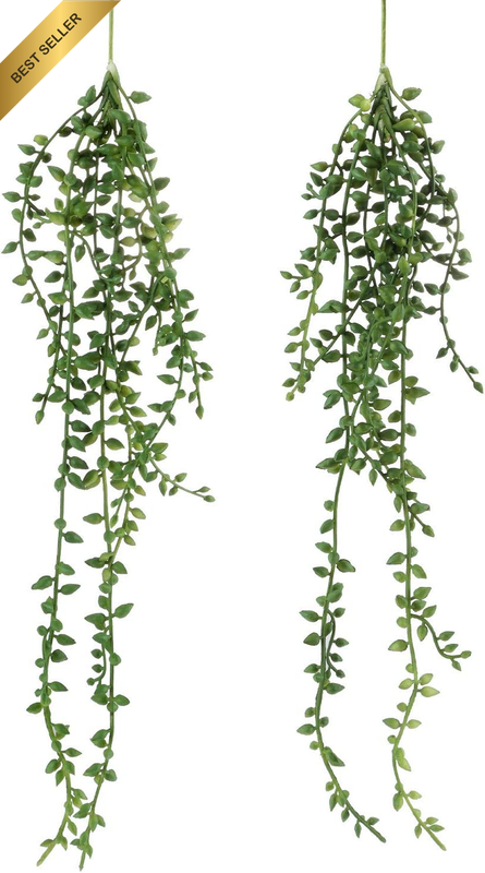 2 Pack Artificial Hanging String of Pearls Succulent Plants Small Faux Decor