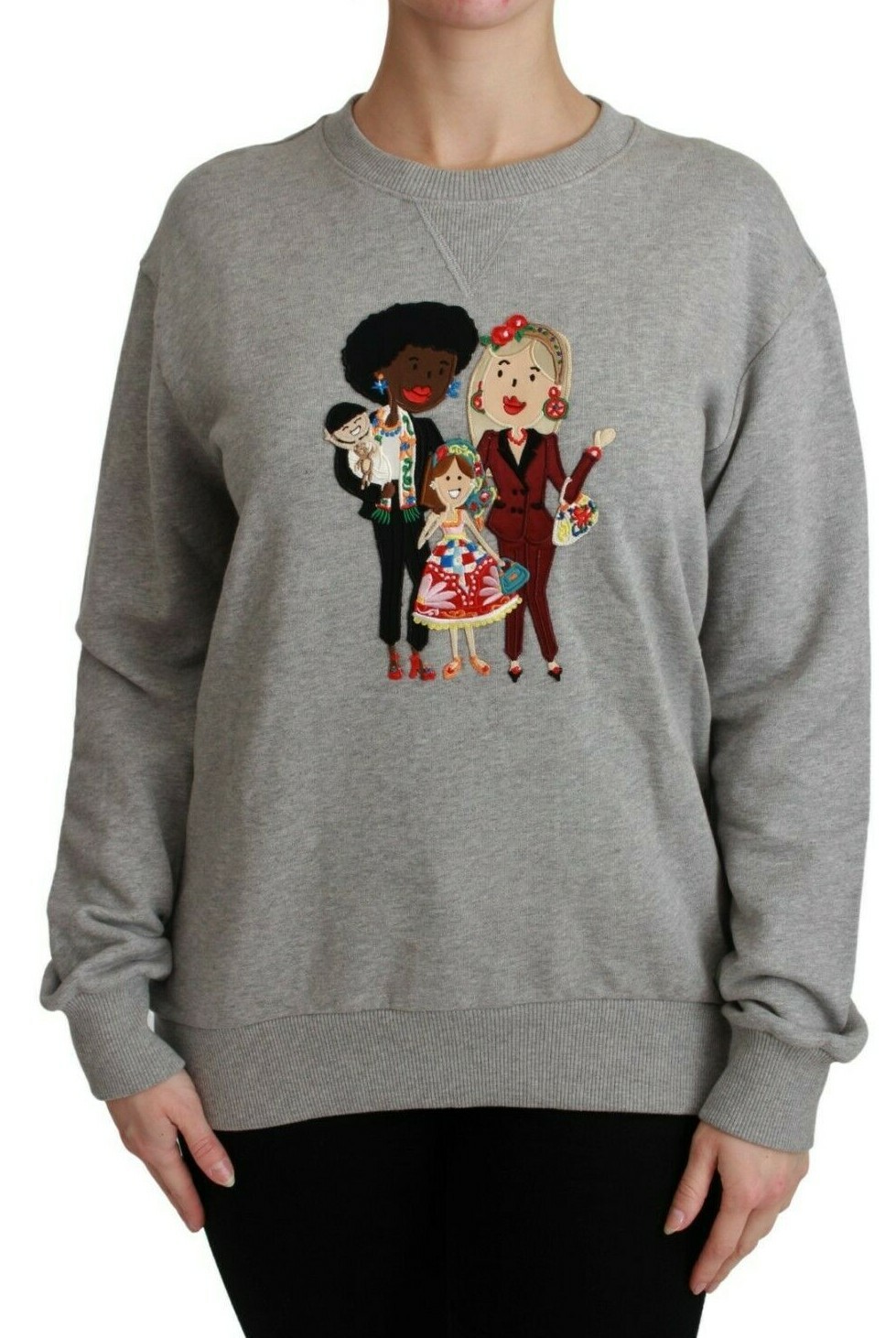 

DOLCE - GABBANA Свитер Серый #dgfamily Хлопковый пуловер IT42 / US8 /  Рекомендуемая розничная цена 1100 долларов США