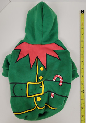 Green Pet Sweater Hooded Dog Elf Costume Size Medium