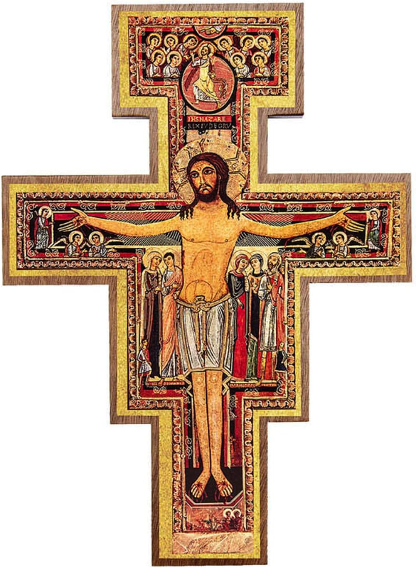 Intercession San Damiano Wall Wood Cross Crucifix (5 In)