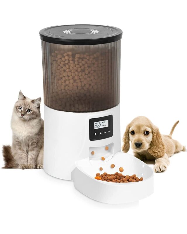 Automatic Cat Feeder 4L, Timed Cat Feeder with Desiccant Bag for Dry Food, Dog D