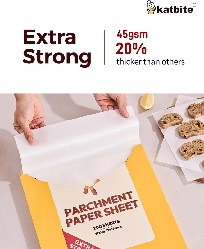 200pcs Parchment Paper Sheets 12x16 inch (9x13 Optional) Heavy Duty, Baking Pape